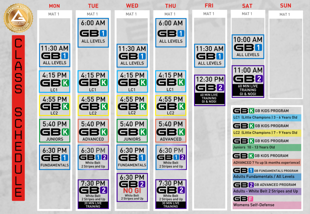 Gracie Barra Trussville Brazilian Jiu-Jitsu class schedule